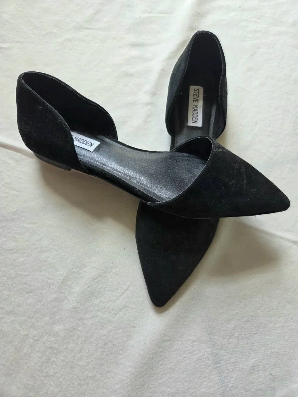 Steve Madden D'Orsay black suede pointed flat sandals